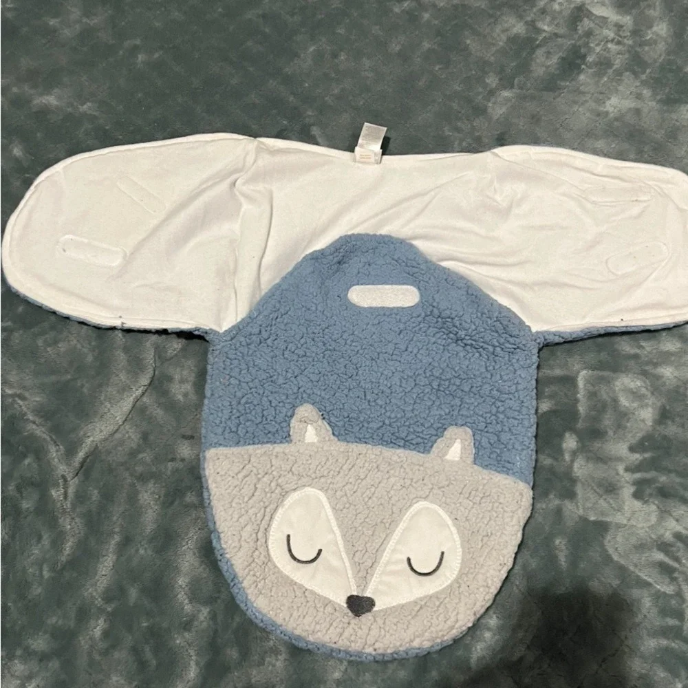 Chick Pea Fox Sherpa Swaddle Sleep‎ Sack Baby 0 6 Months Blue White